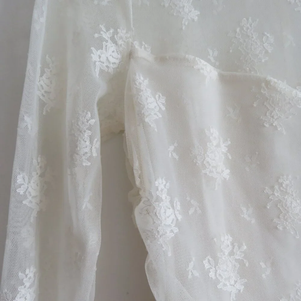 BHLDN Bailee White Lace Ruched Stretch Bodycon Dress Romantic Wedding Size S - Picture 6 of 14